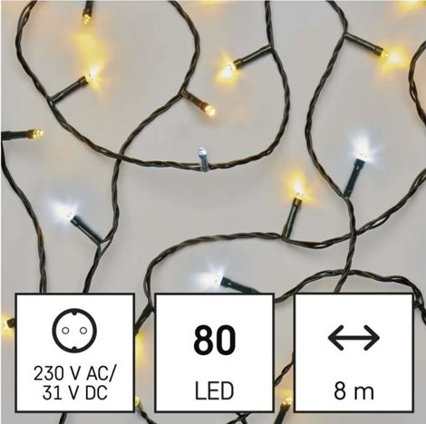 D4AN01 80LED XMAS CLS TIMER 8M WW/CW FLASH 4