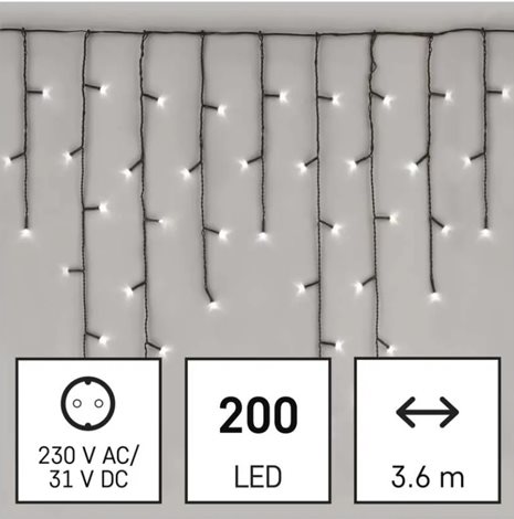 D4CC01 200LED XMAS ICICLE MF 3,6M CW 2