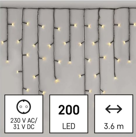 D4CW01 200LED XMAS ICICLE MF 3,6M WW 5