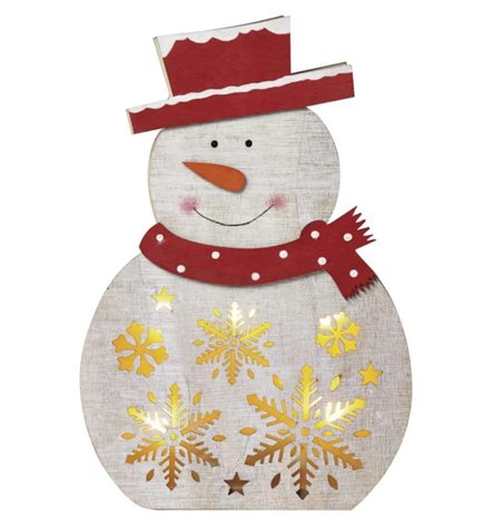 DCWW07 5LED XMAS  WOOD SNOWMAN 2AA T WW 1
