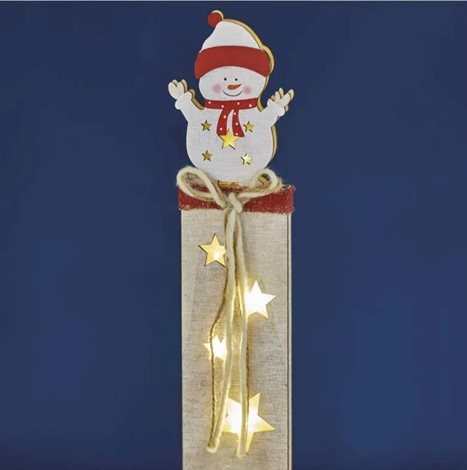 DCWW12 5LED XMAS  WOOD SNOWMEN 2AA T WW 3