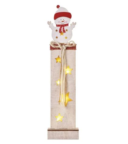 DCWW12 5LED XMAS  WOOD SNOWMEN 2AA T WW 1