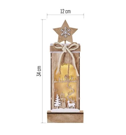 DCWW13 3LED XMAS  WOOD STAR 2AA T WW 3