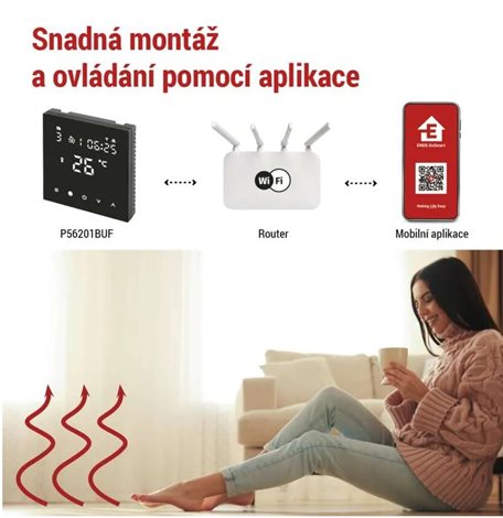 P56201BUF Podlahový programovatelný drátový WiFi GoSmart termostat P56201BUF 6