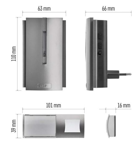 P5760 Domovní bezdrátový zvonek do zásuvky, s možností prodloužení signálu 2