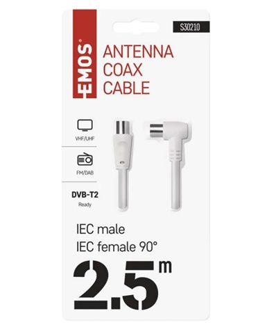 S30210 ANTÉNNÍ KOAX. KABEL 90° 2,5M 2