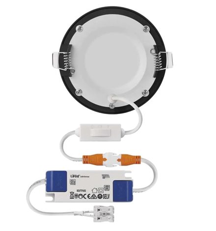 ZD1323 LED podhledové svítidlo NEXXO černé kruh 7W, 480l, 3000-4000K, IP40, 12cm 9