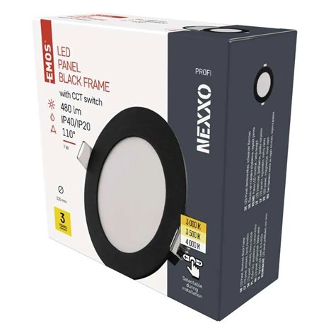 ZD1323 LED podhledové svítidlo NEXXO černé kruh 7W, 480l, 3000-4000K, IP40, 12cm 12
