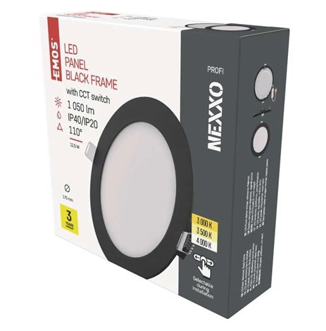 ZD1333 LED podhledové svítidlo NEXXO černé kruh 12,5W, 1050lm, 3000-4000K, IP40, 17cm 12