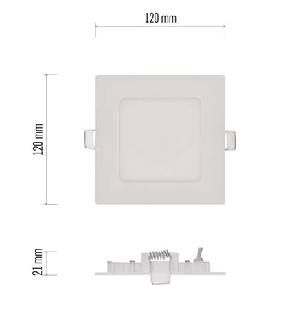 ZD2124 LED podhledové svítidlo NEXXO bílé čtverec 7W, 450lm, 3000K, IP40, 12x12cm 9