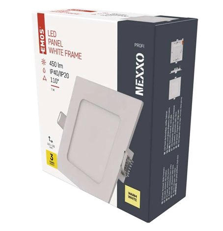 ZD2124 LED podhledové svítidlo NEXXO bílé čtverec 7W, 450lm, 3000K, IP40, 12x12cm 11
