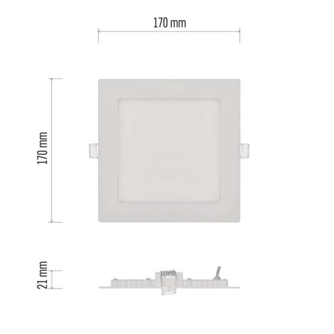 ZD2134 LED podhledové svítidlo NEXXO bílé čtverec 12,5W, 1000lm, 3000K, IP40, 17x17cm 9