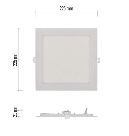 ZD2144 LED podhledové svítidlo NEXXO bílé čtverec 18W, 1500lm, 3000K, IP40, 22,5x22,5cm 9