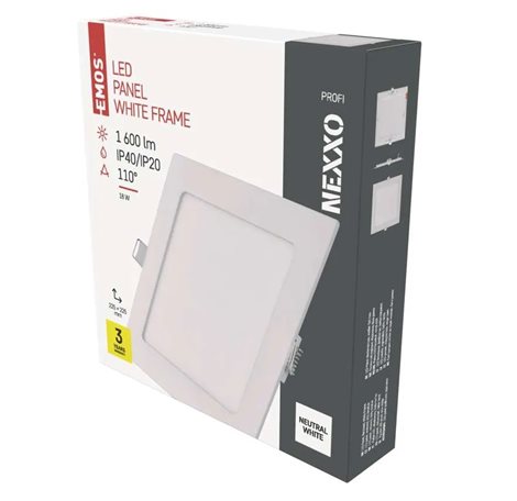 ZD2145 LED podhledové svítidlo NEXXO bílé čtverec 18W, 1600lm, 4000K, IP40, 22,5x22,5cm 11