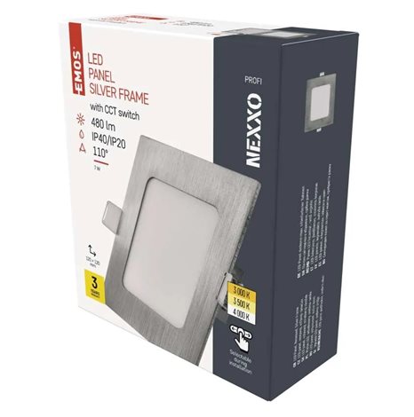 ZD2223 LED podhledové svítidlo NEXXO stříbrné čtverec, 12x12cm, 7W, 480lm, 3000-4000K 11
