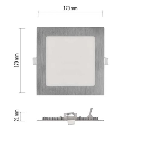 ZD2233 LED podhledové svítidlo NEXXO stříbrné čtverec, 17x17cm, 12,5W, 1050lm, 3000-4000K 9