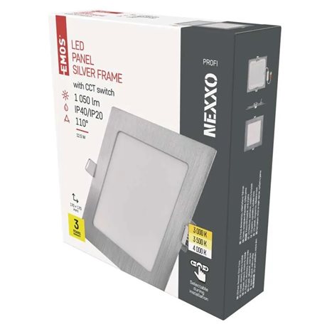 ZD2233 LED podhledové svítidlo NEXXO stříbrné čtverec, 17x17cm, 12,5W, 1050lm, 3000-4000K 11