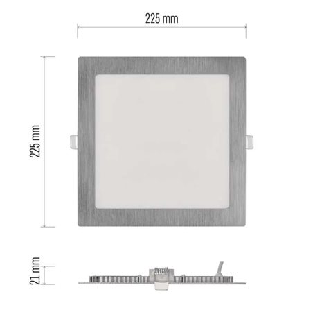ZD2243 LED podhledové svítidlo NEXXO stříbrné čtverec, 22,5x22,5cm, 18W, 1600lm, 3000-4000K 9