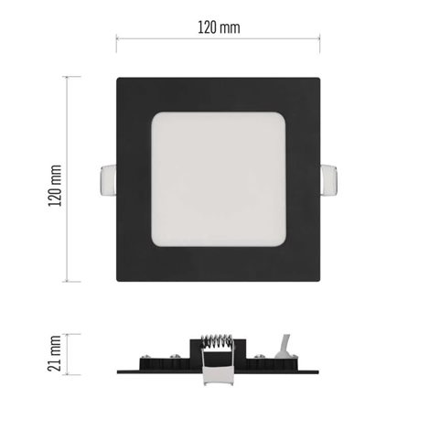 ZD2323 LED podhledové svítidlo NEXXO černé čtverec 7W, 480lm, 3000-4000K, IP40, 12x12cm 8