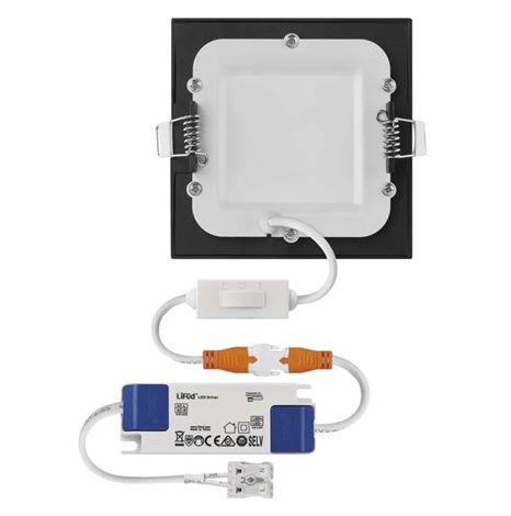 ZD2323 LED podhledové svítidlo NEXXO černé čtverec 7W, 480lm, 3000-4000K, IP40, 12x12cm 7