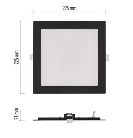 ZD2343 LED podhledové svítidlo NEXXO černé čtverec 18W, 1600lm, 3000-4000K, IP40, 22,5x22,5cm 8