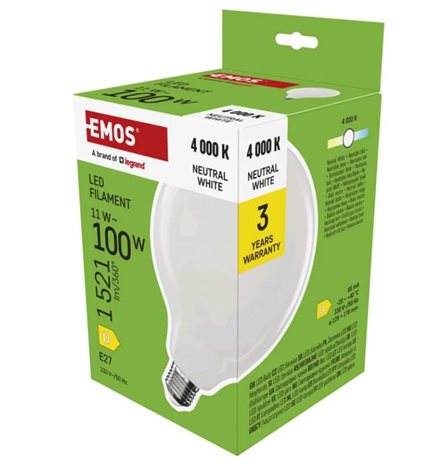 ZF2D63 LED žárovka Filament G125 / E27 / 11 W (100 W) / 1521 lm / neutrální bílá 3