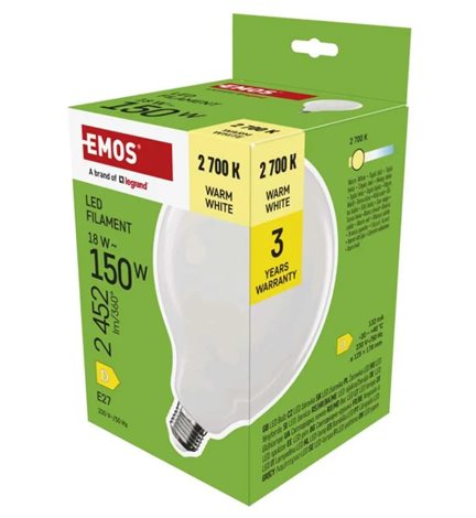 ZF2D82 LED žárovka Filament G125 / E27 / 18 W (150 W) / 2452 lm / teplá bílá 3