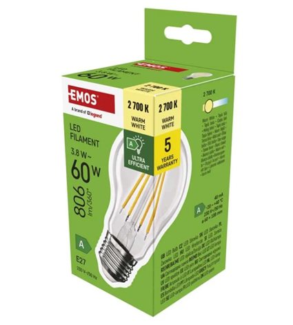 ZF5147 LED žárovka Filament A60 / E27 / 3,8 W (60 W) / 806 lm / teplá bílá 3