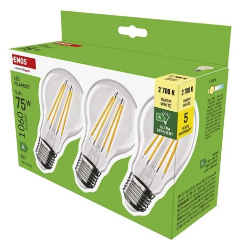 ZF5157.3 LED žárovka Filament A60 / E27 / 5 W (75 W) / 1 060 lm / teplá bílá 3