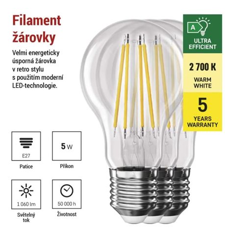 ZF5157.3 LED žárovka Filament A60 / E27 / 5 W (75 W) / 1 060 lm / teplá bílá 4