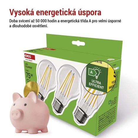ZF5157.3 LED žárovka Filament A60 / E27 / 5 W (75 W) / 1 060 lm / teplá bílá 5