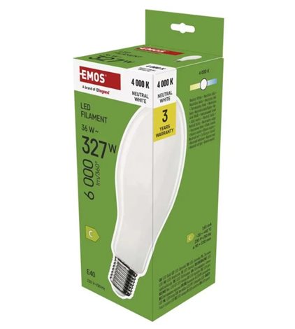 ZF5754 LED žárovka Filament ED90 / E40 / 36 W (327 W) / 6 000 lm / neutrální bílá 3