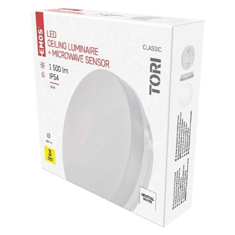 ZM4328 LED přisazené svítidlo s pohybovým čidlem TORI bílé kruh, 22cm, 15W, 1500lm, 4000K, IP54 15