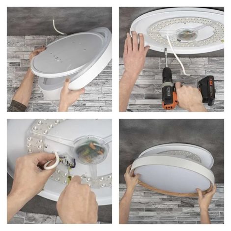 ZM5115 LED přisazené svítidlo ILVI, kruhové 45W, stmív. se změnou CCT, bílá+dřevo 9