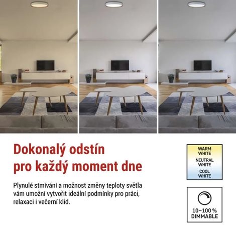 ZM5114 LED přisazené svítidlo ILVI, kruhové 30W, stmív. se změnou CCT, bílá+dřevo 15