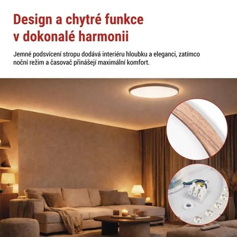 ZM5115 LED přisazené svítidlo ILVI, kruhové 45W, stmív. se změnou CCT, bílá+dřevo 16