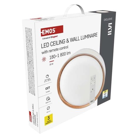 ZM5114 LED přisazené svítidlo ILVI, kruhové 30W, stmív. se změnou CCT, bílá+dřevo 19
