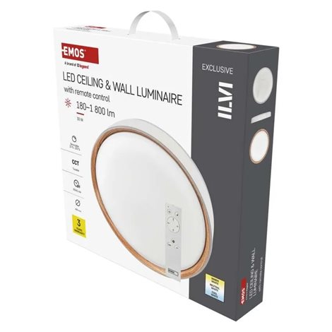 ZM5114 LED přisazené svítidlo ILVI, kruhové 30W, stmív. se změnou CCT, bílá+dřevo 20