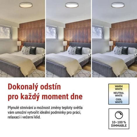 ZM5115 LED přisazené svítidlo ILVI, kruhové 45W, stmív. se změnou CCT, bílá+dřevo 15