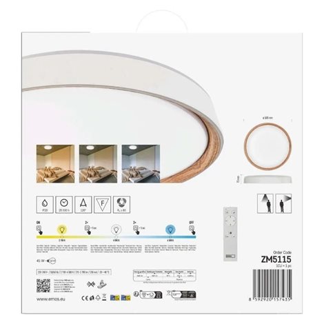 ZM5115 LED přisazené svítidlo ILVI, kruhové 45W, stmív. se změnou CCT, bílá+dřevo 18