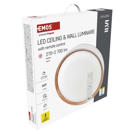 ZM5115 LED přisazené svítidlo ILVI, kruhové 45W, stmív. se změnou CCT, bílá+dřevo 19