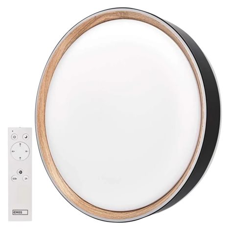 ZM5116 LED přisazené svítidlo ILVI, kruhové 30W, stmívání+CCT, černá+dřevo 2