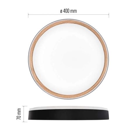 ZM5116 LED přisazené svítidlo ILVI, kruhové 30W, stmívání+CCT, černá+dřevo 11