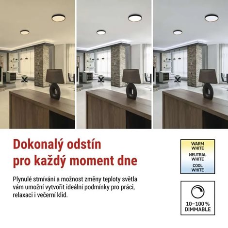 ZM5116 LED přisazené svítidlo ILVI, kruhové 30W, stmívání+CCT, černá+dřevo 15