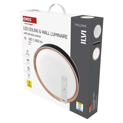 ZM5116 LED přisazené svítidlo ILVI, kruhové 30W, stmívání+CCT, černá+dřevo 20