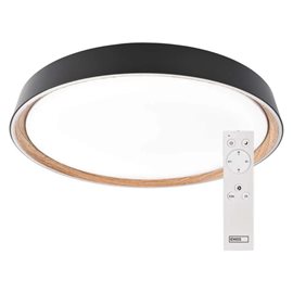 ZM5117 LED přisazené svítidlo ILVI, kruhové 45W, stmívání+CCT, černá+dřevo