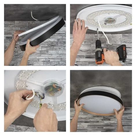 ZM5117 LED přisazené svítidlo ILVI, kruhové 45W, stmívání+CCT, černá+dřevo 9