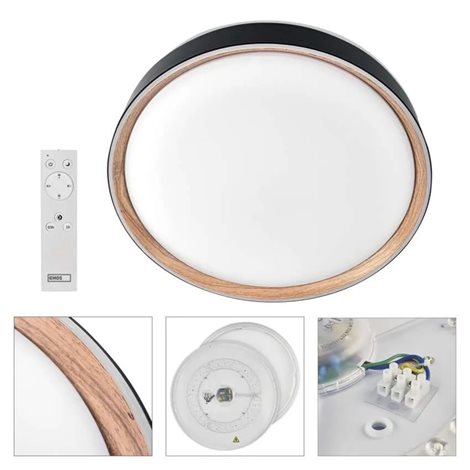 ZM5117 LED přisazené svítidlo ILVI, kruhové 45W, stmívání+CCT, černá+dřevo 5