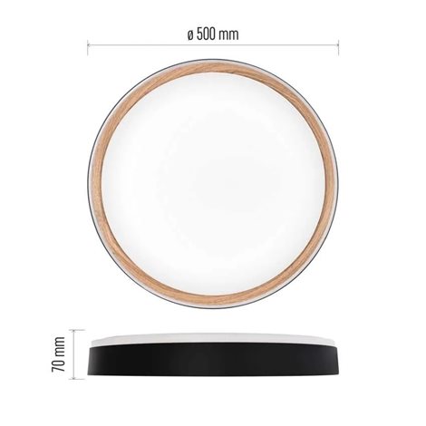 ZM5117 LED přisazené svítidlo ILVI, kruhové 45W, stmívání+CCT, černá+dřevo 11