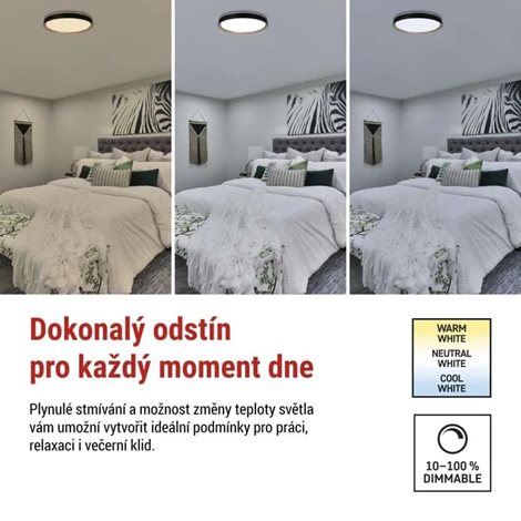 ZM5117 LED přisazené svítidlo ILVI, kruhové 45W, stmívání+CCT, černá+dřevo 15